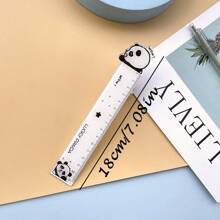 1pc Cute Panda Acrylic Cartoon Ruler, Cartoon Student Straight Ruler Stationery, Student Daily Measuring Ruler, Student Drawing 15cm Tool Ruler, Student Award Gift - Multicolor - View 6