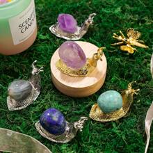 1pc Natural  Snail Gemstone Amethyst Healing Reiki Crystal Home Desk Delicate Ornament Decor Gifts - Snails - View 4