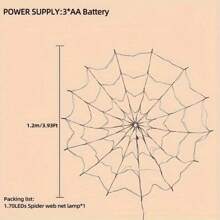 1 个万圣节蜘蛛网灯，直径 1 米 3.3 英尺 70 个 LED 网灯，遥控器，8 种图案蜘蛛网万圣节装饰品，适用于房屋花园室内室外恐怖主题、圣诞节 - 萬聖節蜘蛛網燈 - 查看 10