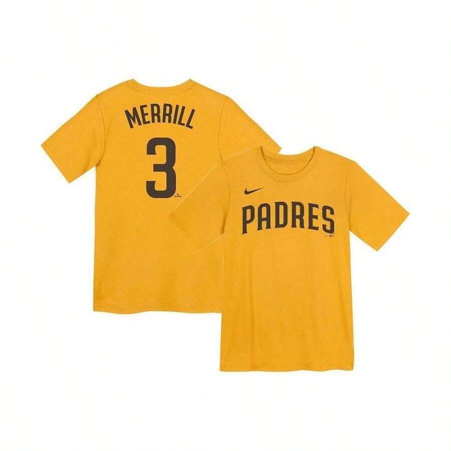 Preschool Jackson Merrill Gold San Diego Padres Player Name Number T-Shirt - Gold - View 1
