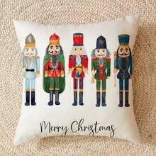 1 件秋季胡桃夹子字母亚麻印花枕套，45x45 厘米，适用于房间、卧室、沙发装饰，不含枕芯 - 彩色 - 查看 8