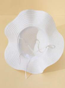 1 pieza Sombrero de paja de verano con rayas y decoración de lazo para mujer, protección UV para playa, viajes y vacaciones