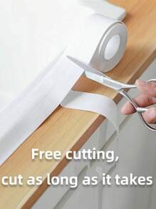 1roll Waterproof Mildew-Proof Toilet Caulk Strip, Self-Adhesive Sealing Tape For Kitchen Bathroom, Bathroom Waterproof Tape To Avoid Wet, Kitchen Sink Beautiful Seam Stickers