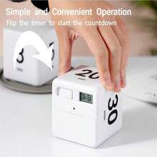 Cube Timer, Time, Kitchen Timer Kids Timer For ADHD Productivity Workout Flip Timer Classroom For StudyTime Countdown Management Settings 15 20 30 60 Minutes-White - 15-20-30-60 phút, trắng - Xem 3