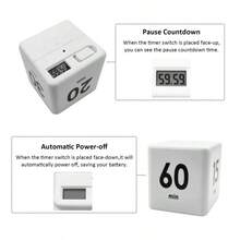 Cube Timer, Time, Kitchen Timer Kids Timer For ADHD Productivity Workout Flip Timer Classroom For StudyTime Countdown Management Settings 15 20 30 60 Minutes-White - 15-20-30-60 phút, trắng - Xem 4