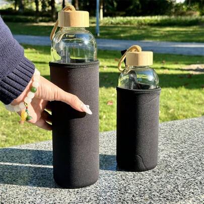 HILAKE زجاجة مياه رياضية من الزجاج قطعة واحدة، كوب من الزجاج البوروسيليكاتي عالي السعة 25.36 أوقية / 33.81 أوقية مع غطاء، كوب شرب محمول للمنزل والمكتب والمشروبات والسفر وهدايا عيد الميلاد