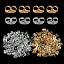 200pcs 6mm Earring Findings, Butterfly Earring Backs, Gold & Silver Color, Jewelry DIY Accessories - One Pack - View 1