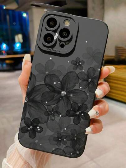 黑色花卉穿孔边缘彩色油漆重型防震手机壳保护套兼容 iPhone 15 Pro Max、Apple IPhone 13、14、P11、P12、XS、XR、7/8、P78、Samsung Galaxy A50、A12、A32、A52、A72、A51、A21S、A13、A14、S22 Ultra、S23、A33、A53、S20 FE、小米 Redmi 11、12 Pro、12、12X、Note 11、9A、9C、Poco X3 NFC、Redmi 10、9、Note 9、12C、Note 11 Pro、Redmi 10C、Note 8 Pro