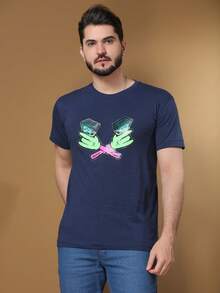Men T-Shirts - 藏蓝色 - 查看 2
