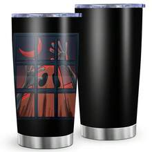 1 件 20 盎司不锈钢带盖玻璃水杯双层隔热保冷咖啡杯车载杯饮水瓶带盖万圣节黑猫南瓜杯送给家人和朋友的迷人礼物，万圣节礼物适合派对、家居、户外运动使用 - 彩色 - 查看 14