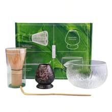 4PCS/Set Japanese Style Glass Matcha Set, Including Glass Tea Bowl, Tea Stand, Spoon, And Tea Whisk, Excellent Gift For Ceremonies And Traditional Japanese Decoration Back To School - B - مشاهدة 26