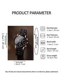 简约可爱的黑色硅胶石英表 - 回到学校 - 黑色 - 查看 4