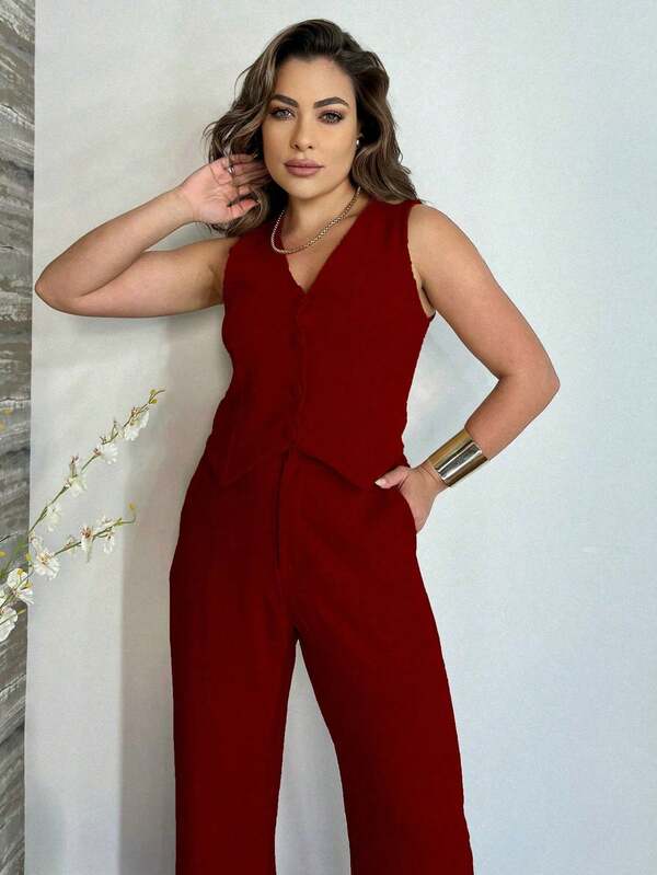 Duna feminino conjunto colete com zíper /com bolso modas 2024