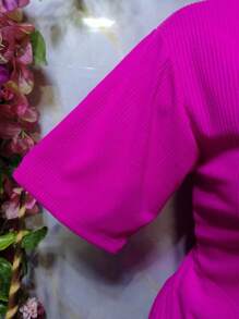 BLUSA CURVY CUELLO SPORT TELA RIF TEXTURA FRESCA - Rosa Fucsia - Ver 3