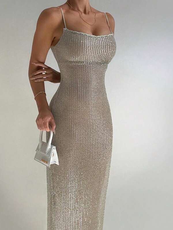 Elegantes Abendkleid mit Pailletten-Trägern, geeignet für Cocktailpartys, Bälle, Silvester, Weihnachtspartys, Hochzeiten, luxuriöses Abendkleid für Damen