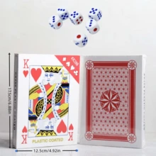 Cartas de juego gigantes de tamaño jumbo con 6 dados, baraja de póquer de tamaño exagerado para decoración de fiesta temática, mazo de juego de póquer enorme, idea de regalo creativa e interactiva - Rojo y blanco - Ver 13