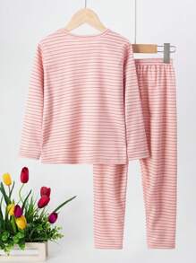 Young Girl 2pcs Warm Thermal Underwear Set, Long Sleeve Top And Pants, Cold Weather Insulated Base Layer