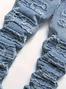 男士时尚流苏弹力修身牛仔裤