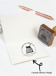 OWL STAMP, EXLIBRIS, Ex Libris Stamp, Exlibris Stamp, Exlibris Stamp For Books, Ex Libris Stamp For Books, Ex-Libris Stamp, Ex Libris Gift Back To School,Back To School,School Supplies - Khaki - View 2