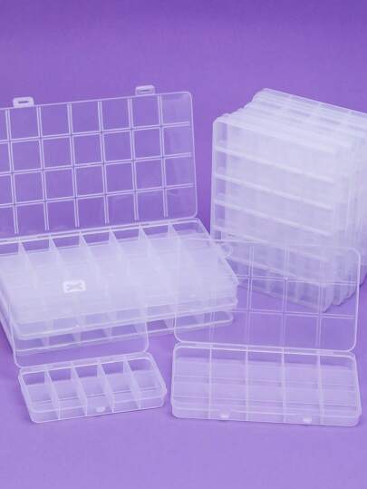 Portable Transparent Jewelry Box, Earrings Necklace Trinket Tray Storage Box, Small Compact Anti-Oxidation Plastic Container For Earrings, Fishing Tackle, DIY Beads And Hardware Parts