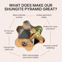 Shungite Large Pyramid | Polished Shungite Stone For Protection | Large Black Decor Pyramid 4 Inches (10 Cm) | Blocker For Home Office | Crystal Healing Pyramid For Meditation PP08 - Polished - View 3