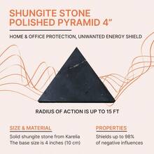 Shungite Large Pyramid | Polished Shungite Stone For Protection | Large Black Decor Pyramid 4 Inches (10 Cm) | Blocker For Home Office | Crystal Healing Pyramid For Meditation PP08 - Polished - View 2