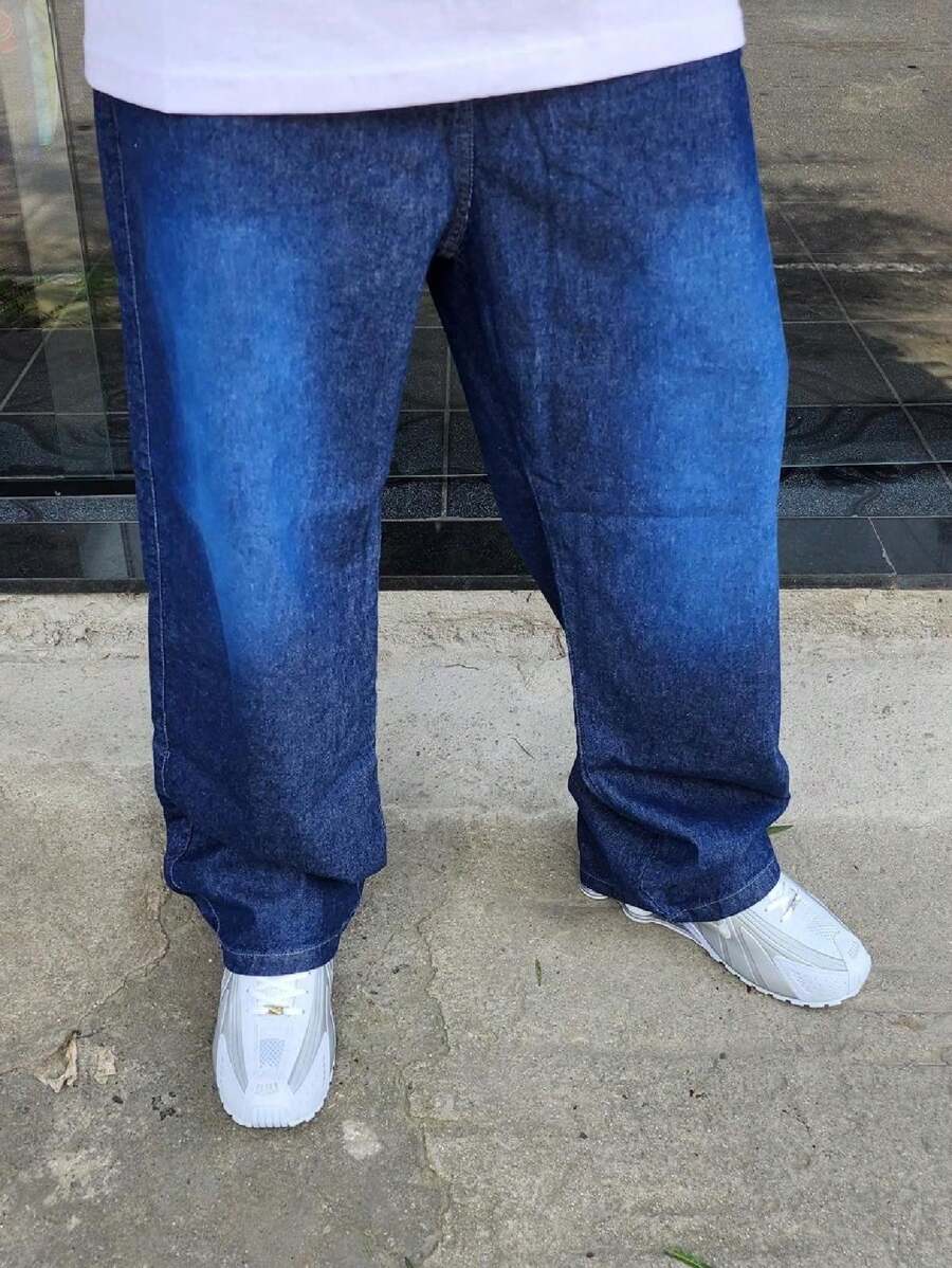 Original Men's Dazzling Denim Balloon Pants Plus Size Baggy - 藏蓝色 - 查看 1