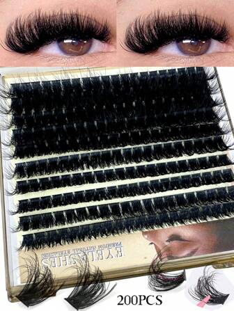 200 buc. Gene false 5D pufoase și groase, extensie de gene DIY, gene crețe mixte 10-18D, gene individuale fine 100D/80D/60D/50D/40D/30D, gene false, gene individuale, gene false