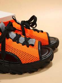 女式厚底老爹凉鞋，时尚休闲钩环夏季沙滩鞋 2024 年新品 - 橘色 - 查看 5