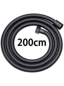 1pc 2m/1.5m Stainless Steel Black Reinforced Shower Hose, 304 Shower Pipe, Shower Head Connector For Water Heater Outlet, Bathroom Accessory Set - View 1