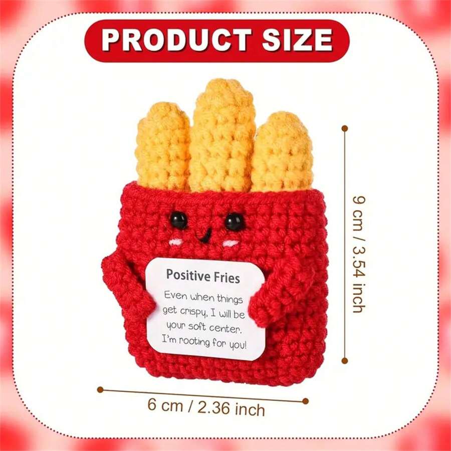Mini jouet de peluche au crochet de soutien émotionnel avec motifs amusants de frites, hamburger