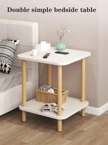 1pc Small Side Table, Living Room Sofa End Table, Bedside Nightstand For Small Space, Apartment - White - View 2