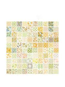 100 Stücke Fächer Form Blumen Garten Handtuch Aufkleber Material, dieses Vintage Notizpapier Material ist nicht selbstklebend