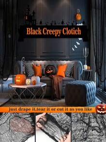 2pcs Halloween Spider Web Tear-Proof Horror Realistic Hanging Spider Webs In Black And White For Halloween Haunted House Decoration 72.05 Inch - Multicolor - View 4