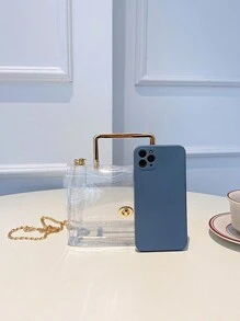 时尚百搭单肩包和斜挎包，透明链条设计收纳袋 - 無色 - 查看 8