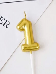 1 pieza Vela con número de cumpleaños dorada y plateada, Vela con número decorativa para pastel de cumpleaños, Artículo decorativo para pastel, repostería y fiesta, Regreso a clases, Día de San Valentín