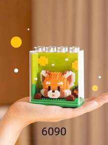 1 Bloc de construction d'animal mignon avec boîte d'affichage, cadeau d'anniversaire, série de blocs de construction d'animaux DIY, décoration de bureau, soulagement de la pression, soulagement du stress, décoration de collection de maison, poupée d'assemblage, ornement de bureau, ornements de bureau.