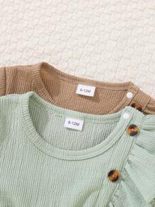 2 Teile Set für Baby Mädchen mit grün-braunem Blasen Muster, für Herbst/Winter - Verschiedenfarbig - Übersicht 3