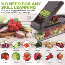 16 piezas Picadora de verduras multifuncional, Rebanador Herramienta de cocina para hacer ensaladas fácilmente con cuchillas intercambiables, Utensilio de cocina para fiestas - Cortador de verduras multifuncional - Ver 6