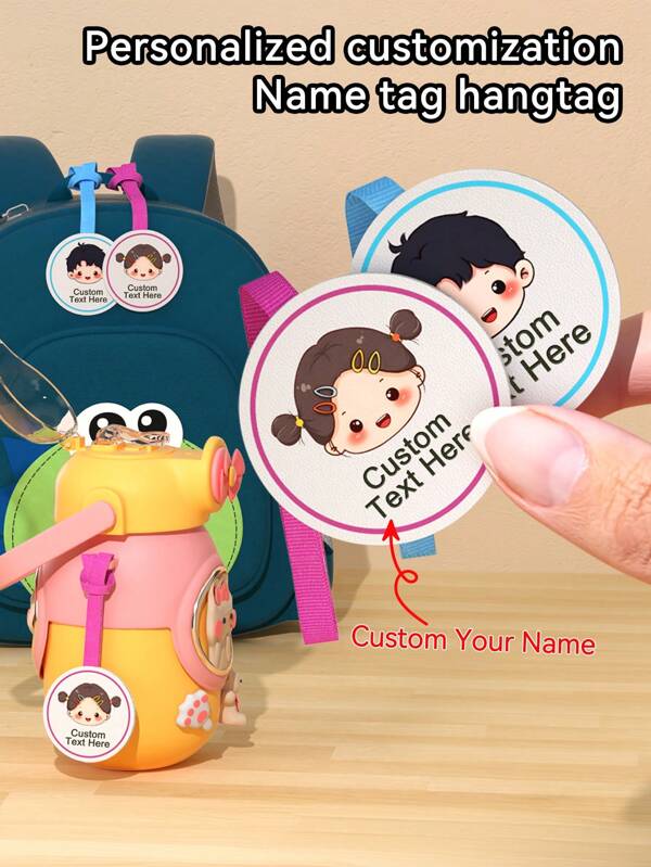 Customized Name Tag - Suitable For Hanging On Water Bottles, Backpacks, Key Chains, Etc. You Can Customize Your Name/Contact Information - Suitable For School And Daycare Supplies, Personalized Key Chains, Bag Decoration Style Key Chains, Customizable Key Chains