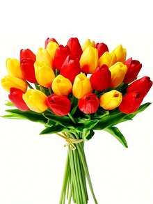 3 件人造郁金香花适用于厨房、客厅、卧室、浴室、派对、餐厅装饰 - 彩色 - 查看 4