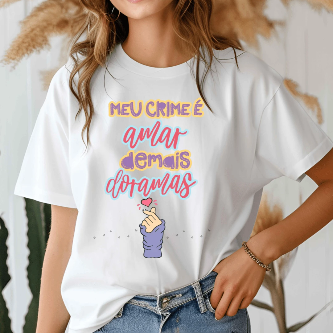 T-Shirt Feminina Adulto ou Infantil - Amar Demais Doramas - Branco - Visão 1