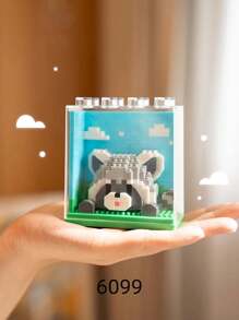1 Bloc de construction d'animal mignon avec boîte d'affichage, cadeau d'anniversaire, série de blocs de construction d'animaux DIY, décoration de bureau, soulagement de la pression, soulagement du stress, décoration de collection de maison, poupée d'assemblage, ornement de bureau, ornements de bureau.