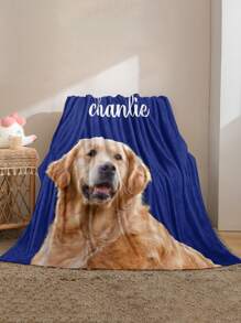 1件定制文字和宠物照片毯，个性化家居/宠物/柔软舒适毯，适用于卧室床、沙发、办公室多用途毯，户外露营旅行，宠物回忆 - 彩色 - 查看 2