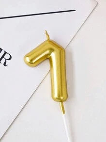 1 pieza Vela con número de cumpleaños dorada y plateada, Vela con número decorativa para pastel de cumpleaños, Artículo decorativo para pastel, repostería y fiesta, Regreso a clases, Día de San Valentín