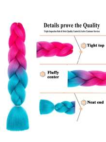 24 pulgadas (60,96 cm) extensiones de cabello trenzado sintético de gran tamaño con degradado, cabello trenzado de ganchillo sintético resistente al calor - Multicolor - Ver 5