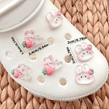 6 Stücke süße Hasen Serie Schuh Dekoration für Damen Clogs Sandalen Dekoration, Schuhe Bastelbedarf
