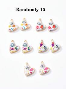 2/15 peças aleatórias multicoloridas góticas coração e mau-olhado charme, adequado para colar faça você mesmo, pulseira, brincos, chaveiro, corrente de telefone, casal presente jóias fazendo