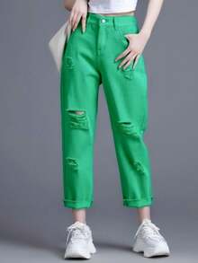 Mom jeans verde - Verde - Ver 2