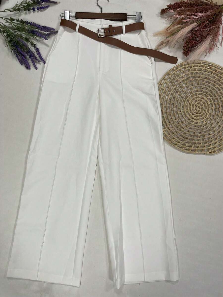 Pantalone Pants With Tailoring Woven Belt - trắng - Xem 1